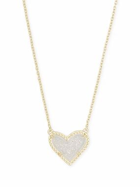 Kendra Scott Ari Heart Gold Pendant Necklace in Iridescent Drusy